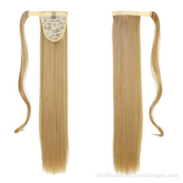 Top Quality Silky Straight High Ponytail For Black Women Pour Petite Fille Wrap Around Synthetic Clip Hair Ponytails Extensions